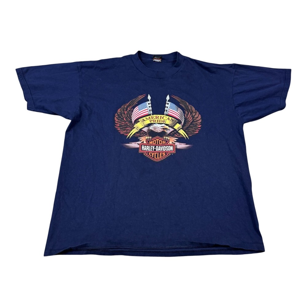 Vintage Harley Davidson Big Moose Portland Maine Navy Blue Shirt Men's 2XL